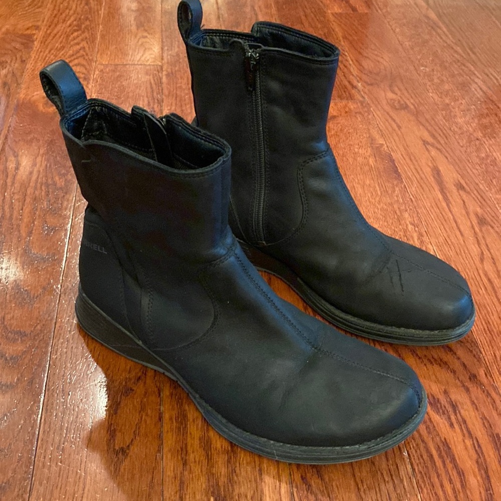 Merrell | Black Leather Combat Moto Ankle Boots 8.5